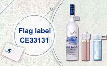 अंदर तरल के साथ खुदरा उत्पादों के लिए डिज़ाइन किया गया नया ध्वज लेबल